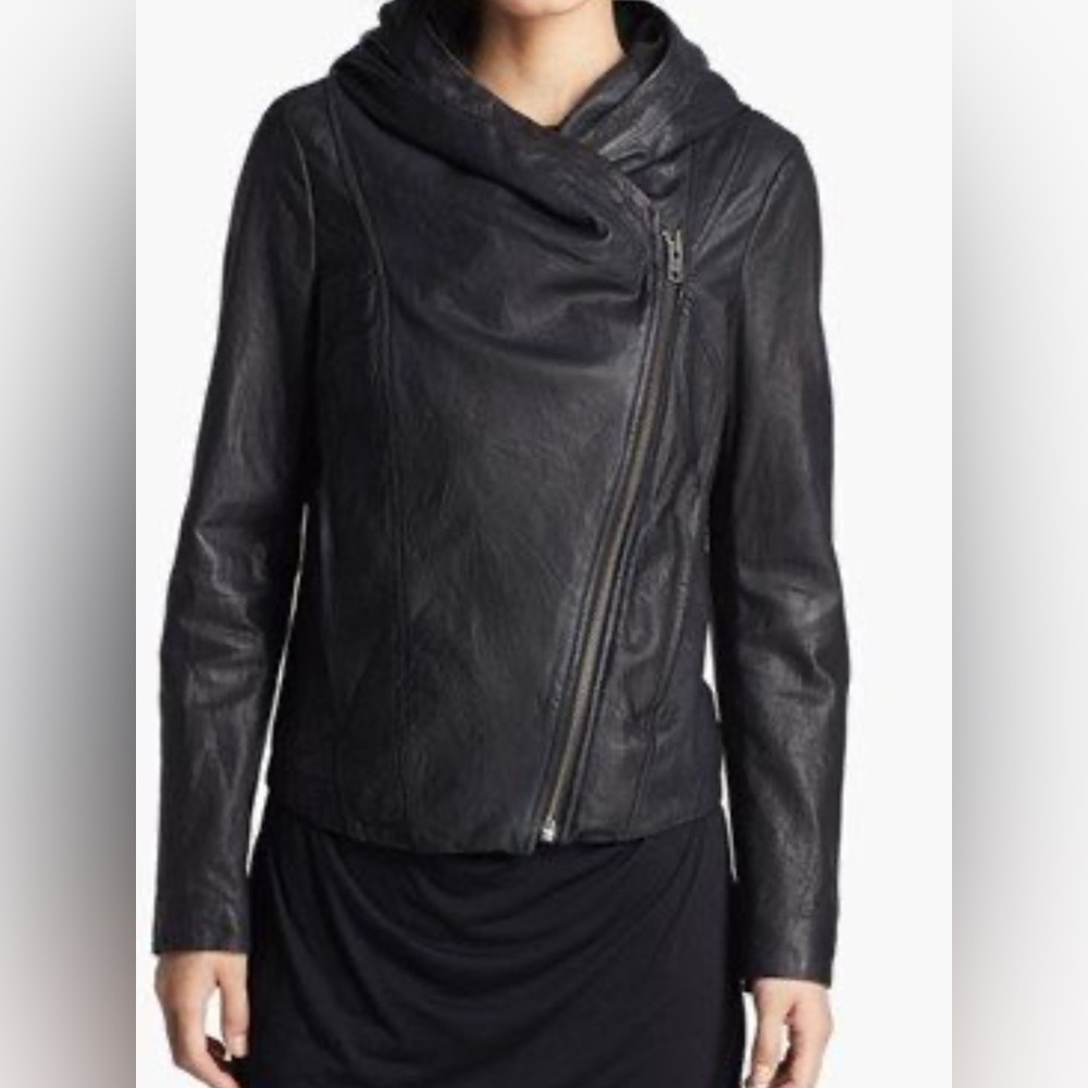 HELMUT LANG asymmetrical lambskin leather moto jacket